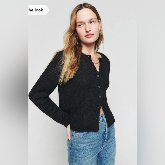 NWT Reformation Clara Crew Cardigan in Black Size Small - Picture 6 of 10